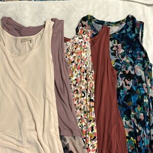 Bundle of Five L LOGO Layers Sleeveless Long Line Tunic Layering Tanks